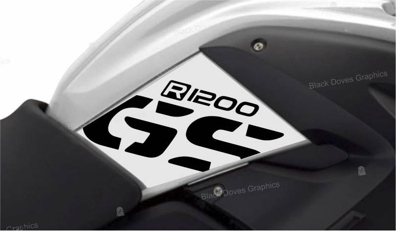 2 Aufkleber, kompatibel mit Motorrad R 1200 GS 2008-2012, Weiß Tank (schwarz) von BLACK DOVES GRAPHICS