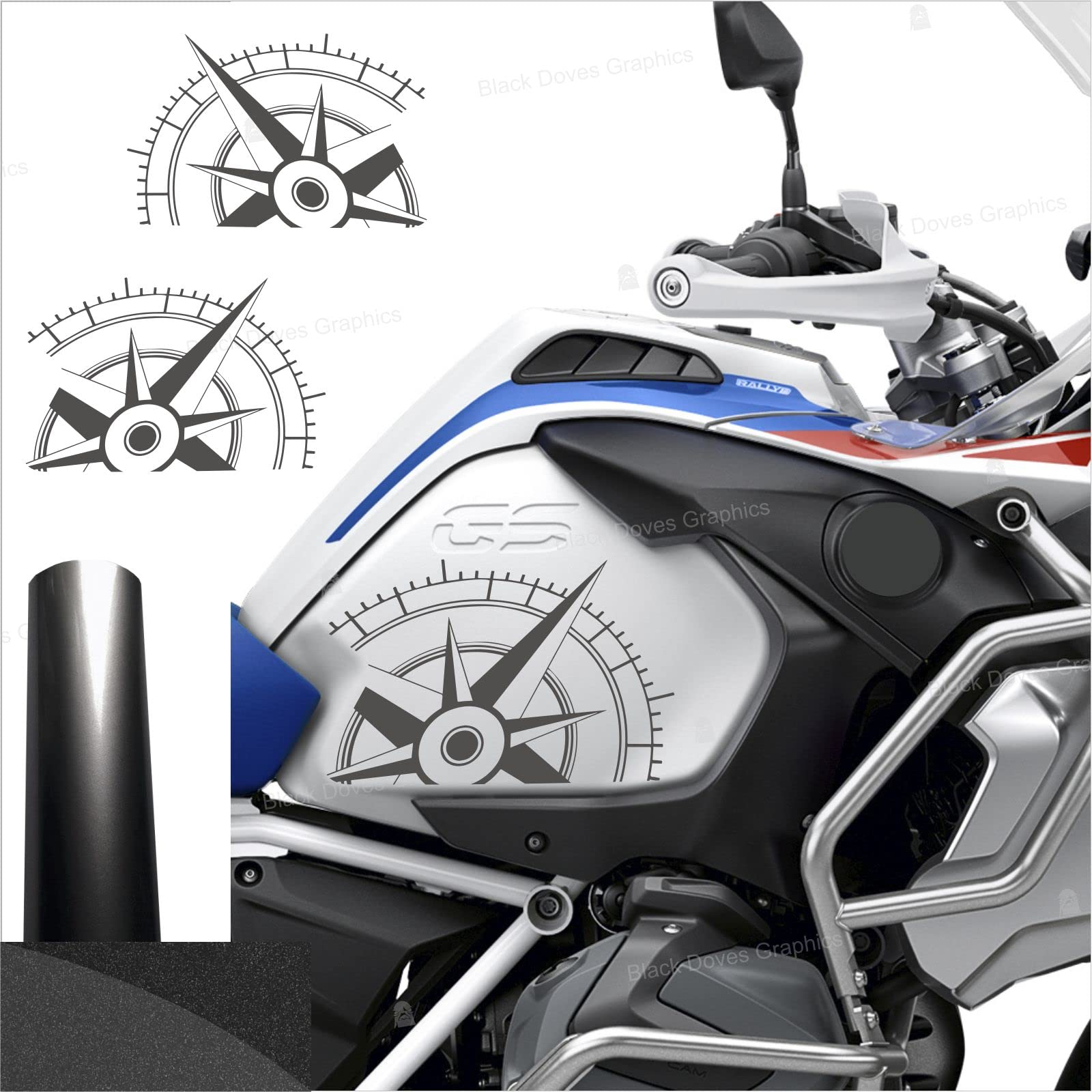 2 Aufkleber kompatibel mit Tankseiten Motorrad R 1200 1250 GS Adventure LC (Anthrazit) von BLACK DOVES GRAPHICS