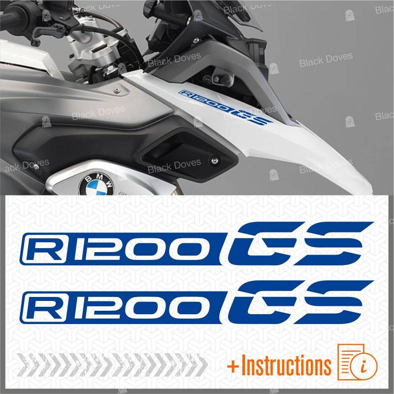 2 Aufkleber kompatibel mit Motorrad R1200 GS Motorrad R 1200 (blau) von BLACK DOVES GRAPHICS