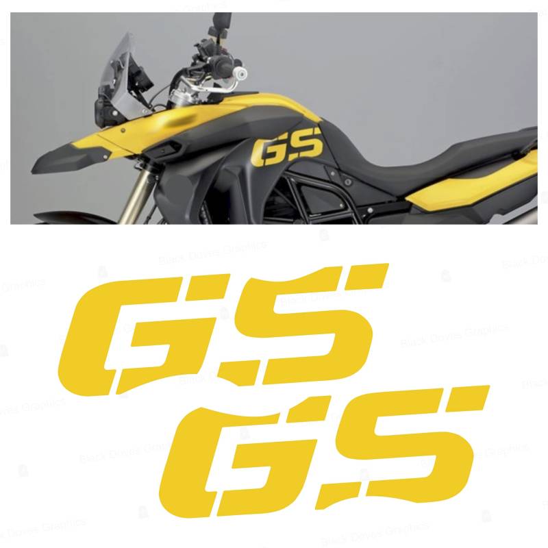 2 weiße Tank-Aufkleber kompatibel mit Motorrad F 800 GS 2008-2015 (gelb) von BLACK DOVES GRAPHICS