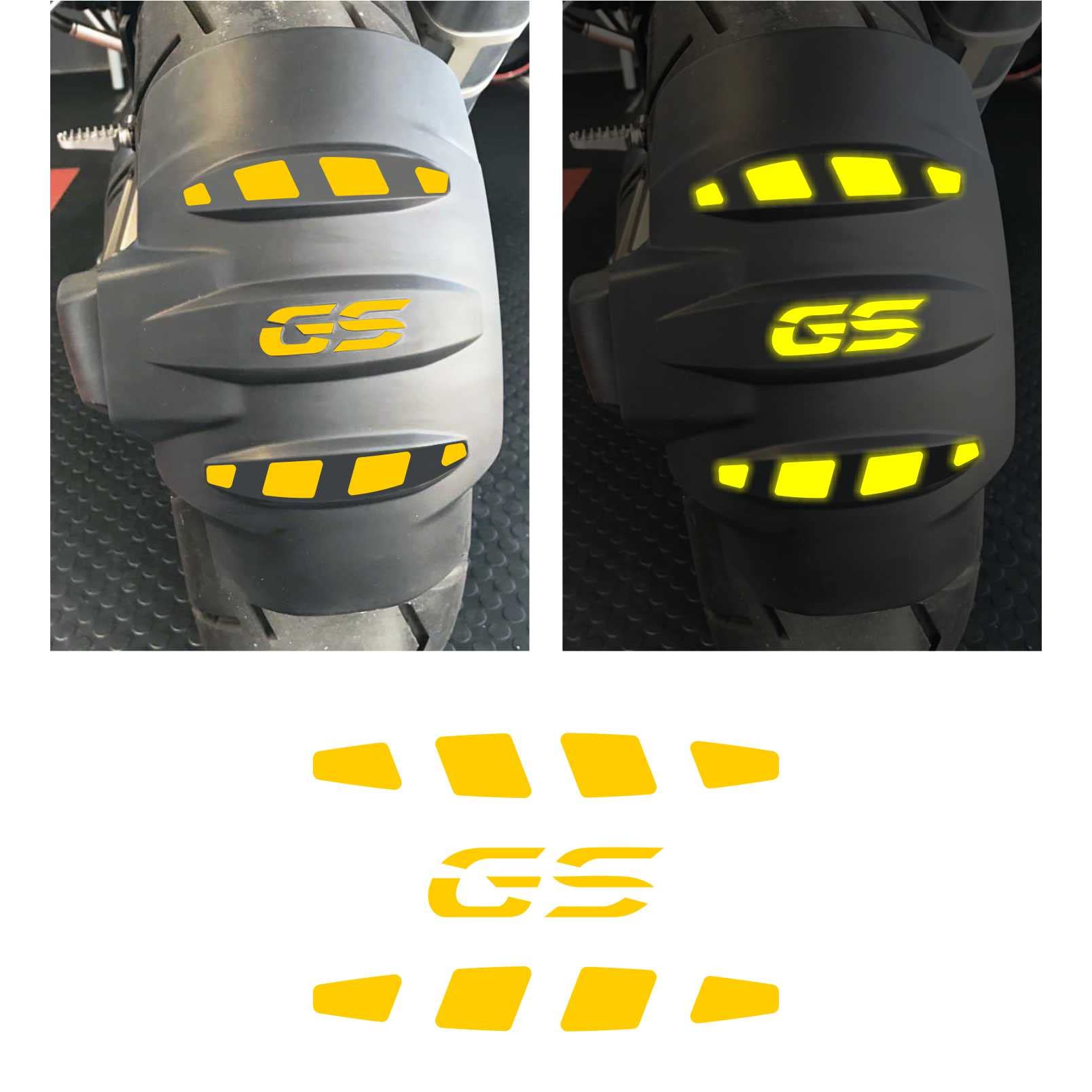 3 Stück REFLEKTIERENDE Aufkleber Kompatibel mit Motorrad R 1200 1250 GS Adventure HECKFENDER Gelb von BLACK DOVES GRAPHICS