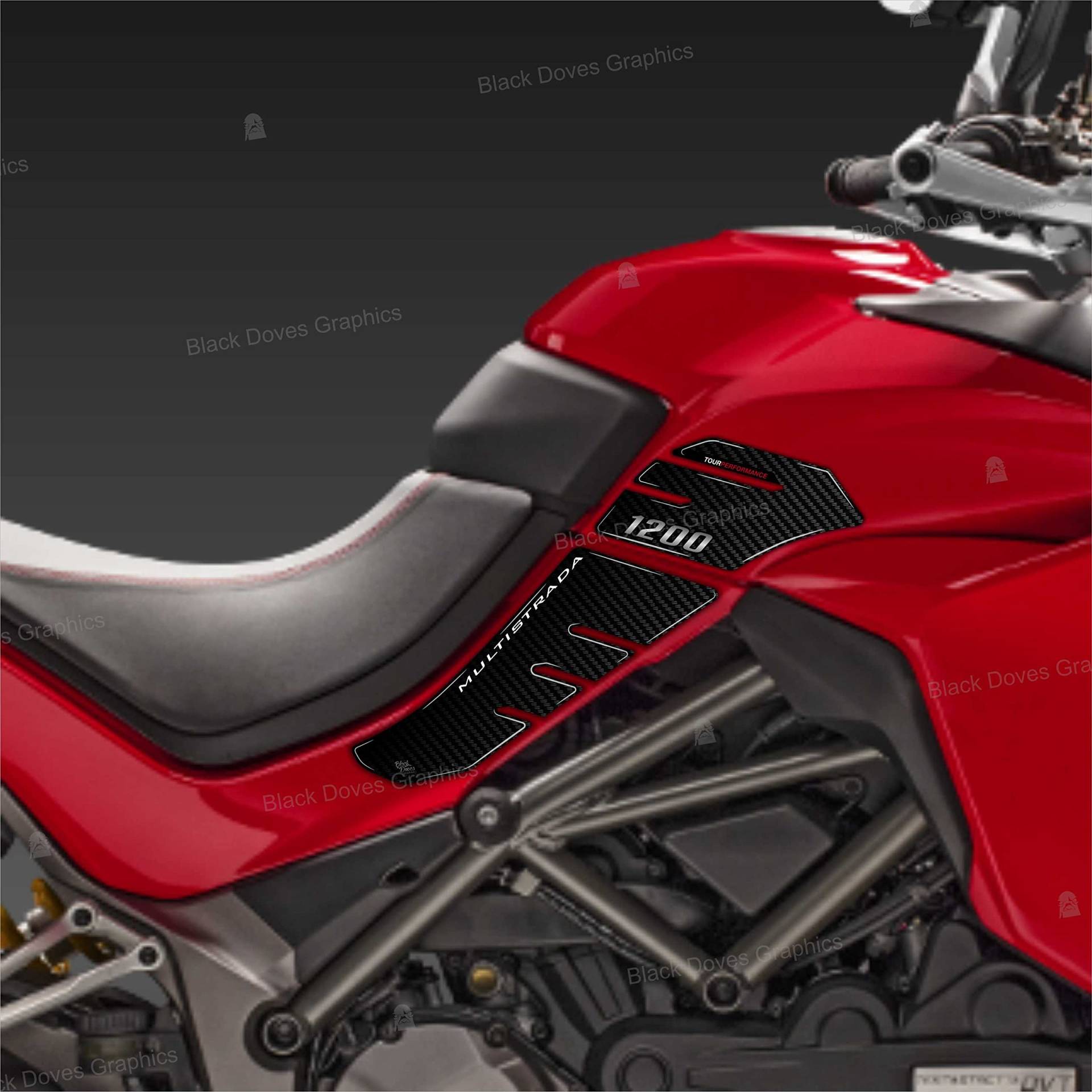 3D-Aufkleber für Seiten, kompatibel mit Ducati Multistrada 1200 2015-2018 von BLACK DOVES GRAPHICS