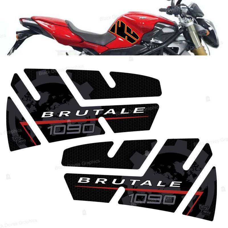 Aufkleber Resinati 3D Tankschutz kompatibel mit Motorrad MV Agusta Brutale 1090 RR 2009-2019 von BLACK DOVES GRAPHICS