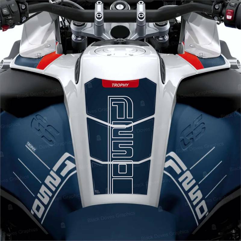 Tankpad 3D kompatibel mit Motorrad R 1250 GS ADVETURE Trophy von 2022 bis 2023 (Dunkelblau) von BLACK DOVES GRAPHICS