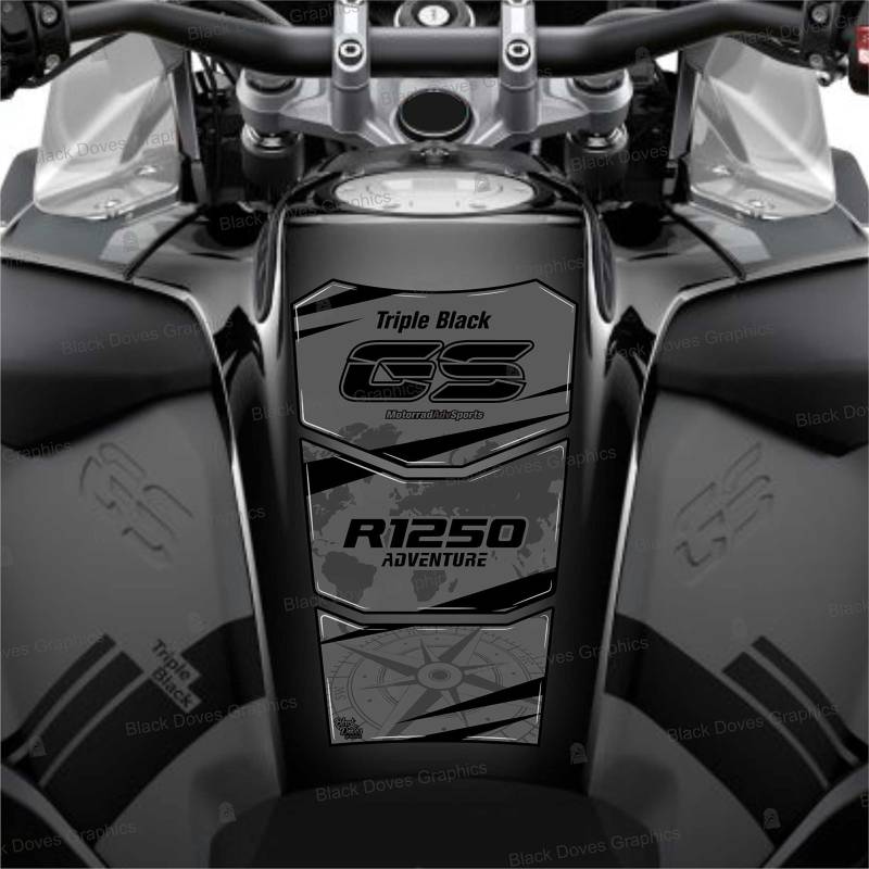 Tankschutz 3D kompatibel mit/Ersatz für BMW MOTORRAD R 1250 GS Adventure 2021 Triple Black Tankpad von BLACK DOVES GRAPHICS