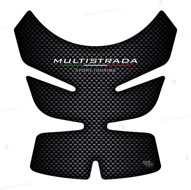 Tankpad Tankpad Aufkleber Harz kompatibel mit Motorrad DUCATI MULTISTRADA 950 1200 1260 2015-2020 (Klar-Carbon) von BLACK DOVES GRAPHICS