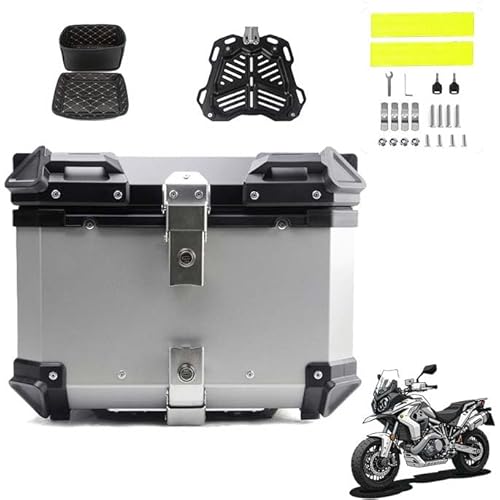 BLAFT Motorradkoffer Topcase für BMW R 1200 GS LC R1200GS ADV R1250GS Adventure, Wasserdicht Topcase Aluminium Motorrad Heckbox Reisen Motorradkoffer für Lagerung Helm Motorradkoffer,45L-Silver von BLAFT