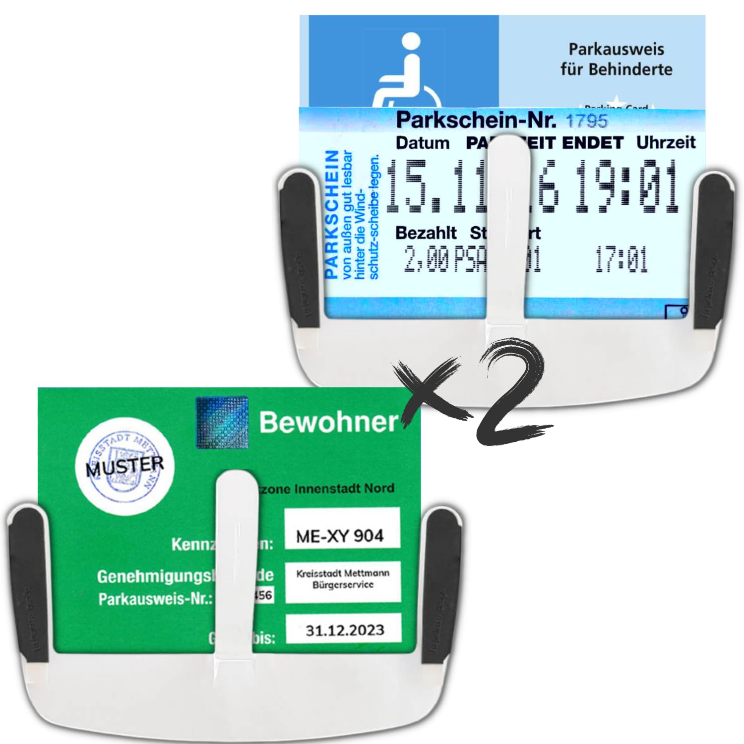 Parkausweis Halterung Windschutzscheibe x2PCS Parkscheinhalter Windschutzscheibe Auto Zubehör/Parkausweis Halter Neuheiten 2024 Gadgets Windschutzscheibe Aufkleber/Bewohnerparkausweis Hülle Aufkleber von BLAUBODY