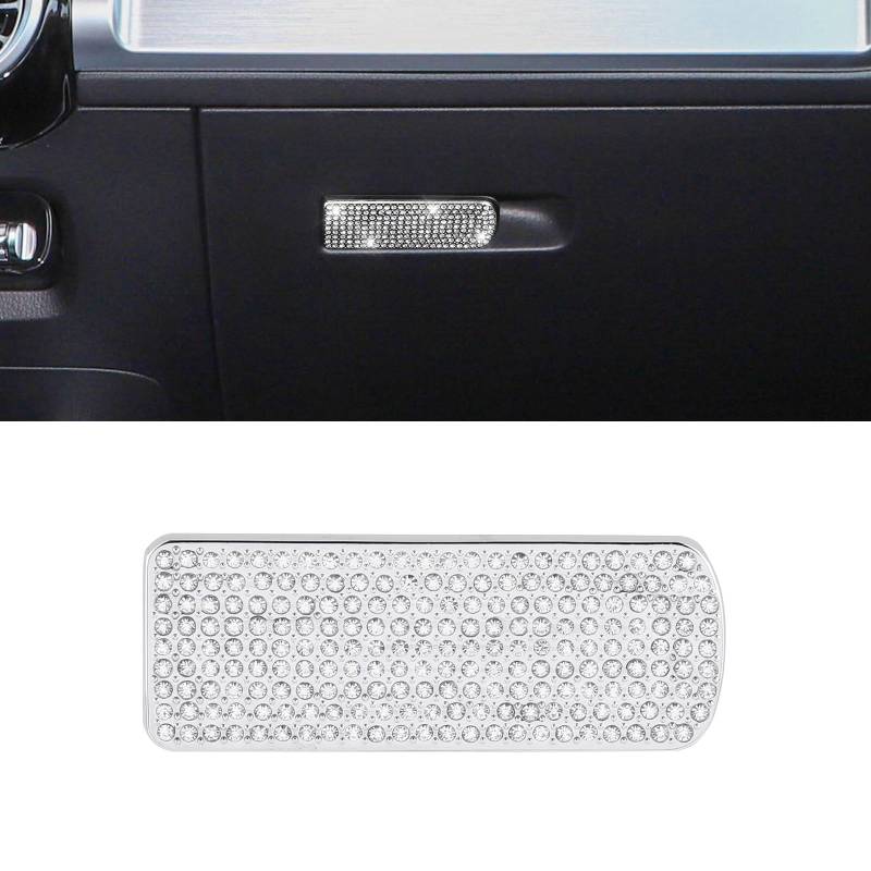 BLINGOOSE Bling Accessoires für Mercedes Copilot Aufbewahrungs Box Schalter Abdeckung AufkleberGlitzer Auto Zubehör Dekorationen Teile für Benz A GLA GLB CLA Strass Metall Silber von BLINGOOSE