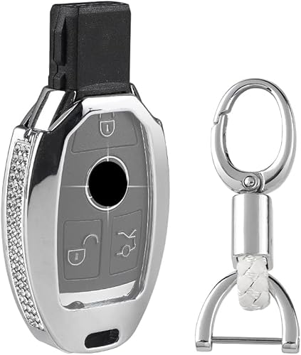 BLINGOOSE Bling Key Fob Cover für Mercedes Benz Zubehör Smart Remote Key Case Shell Protector Schlüsselanhänger für Mercedes CLA GLC GLE GLA E S C GLK B G CLS Klasse 1PC von BLINGOOSE