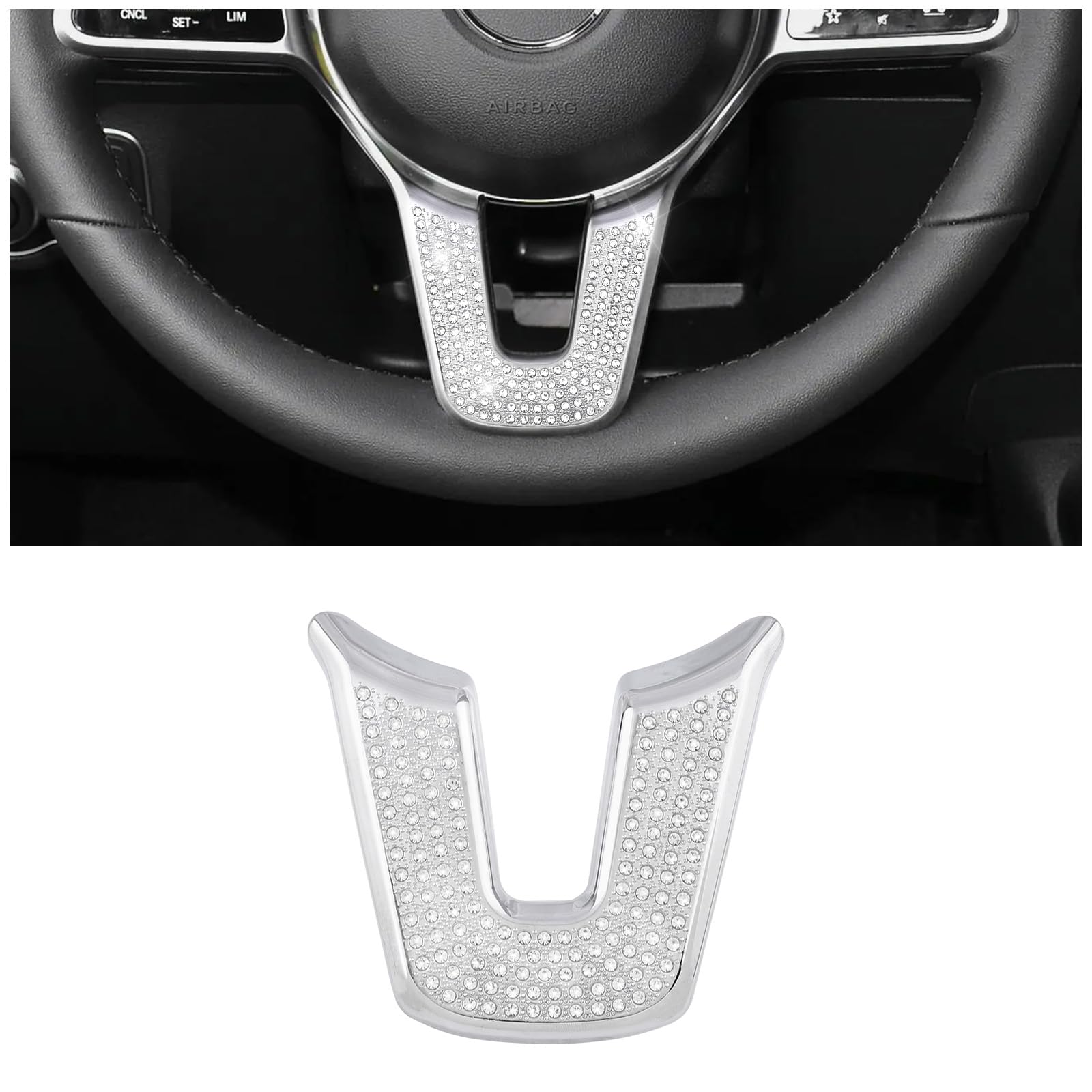 BLINGOOSE Glitzer Accessoires für Mercedes Benz Auto Lenkrad Dekoration Aufkleber Bling U-förmiger Abdeckung Car Innenraum Deko für W177 A Klasse CLA GLA GLB GLC GLE 2020-2022 Kristall Metall von BLINGOOSE