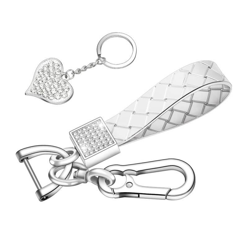 BLINGOOSE Glitzer Schlüsselanhänger Auto Zubehör für Frauen Männer Schlüsselring Lanyard Karabiner D-Ring TPU Strasssteine für VW BMW Skoda Car Key von BLINGOOSE