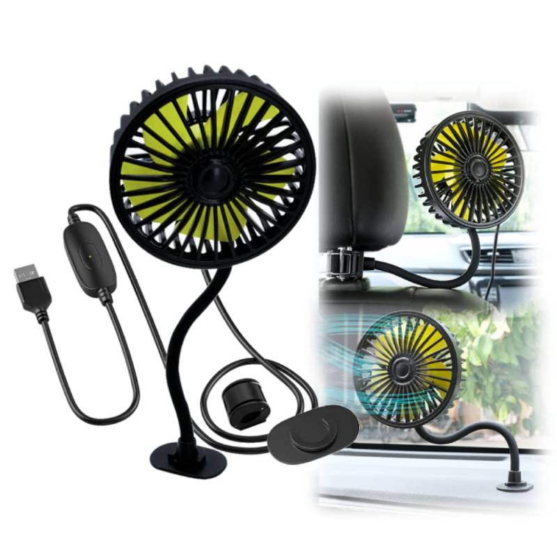 Auto Mini Ventilator,BLOOOK USB KFZ Ventilator,Klein Ventilatoren,Mini Lüfter Schwanenhals,mit 3 Geschwindigkeiten 360° Drehung Fans Persönlicher für Pkw SUV RV Wohnmobil von BLOOOK