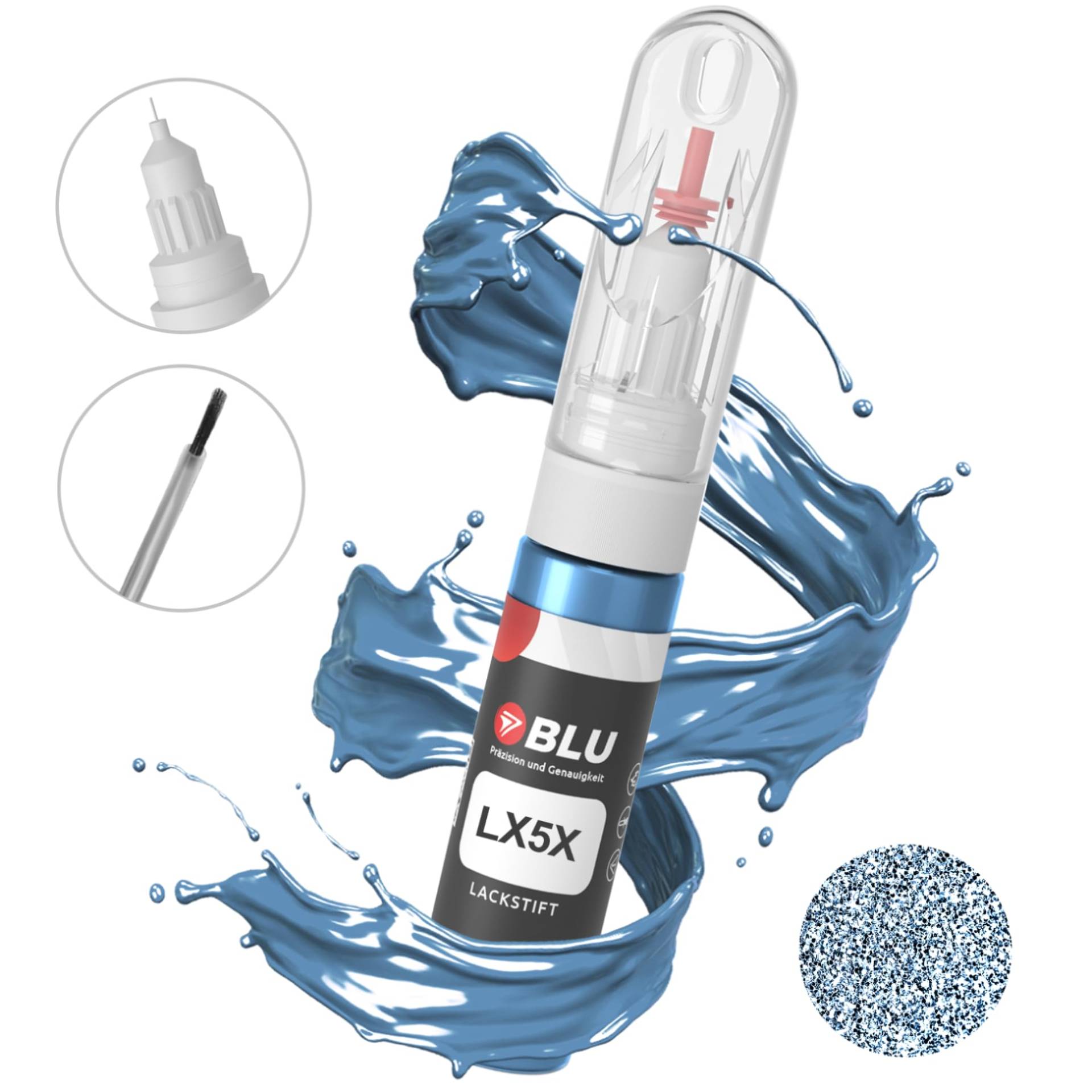 BLU Lackstift Auto kompatibel für Audi LX5X BLAU SPHARENBLAU | Auto Lack Reparatur 2in1 Ausbesserungslack Pinsel + Nadel von BLU