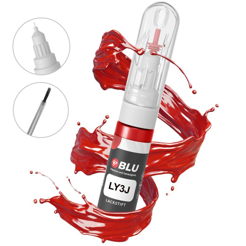 BLU Lackstift Auto kompatibel für Audi LY3J ROT BRILLANTROT | Auto Lack Reparatur 2in1 Ausbesserungslack Pinsel + Nadel von BLU