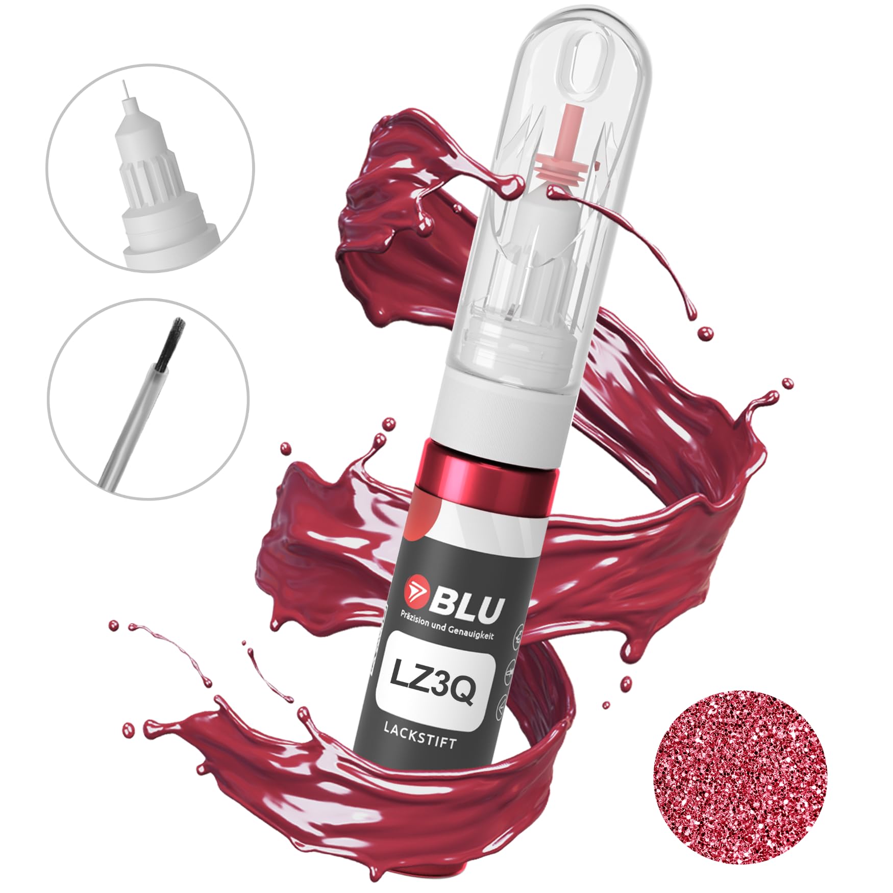 BLU Lackstift Auto kompatibel für Audi LZ3Q ROT MERLOTROT | Auto Lack Reparatur 2in1 Ausbesserungslack Pinsel + Nadel von BLU