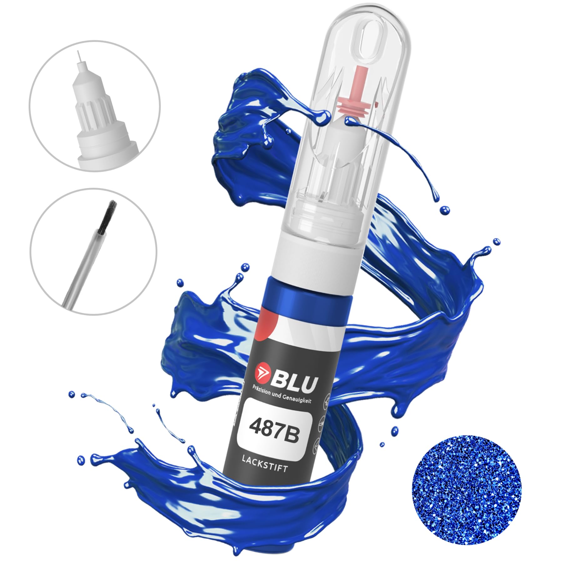 BLU Lackstift Auto kompatibel für FIAT 487B BLAU Notturno | Auto Lack Reparatur 2in1 Ausbesserungslack Pinsel + Nadel von BLU