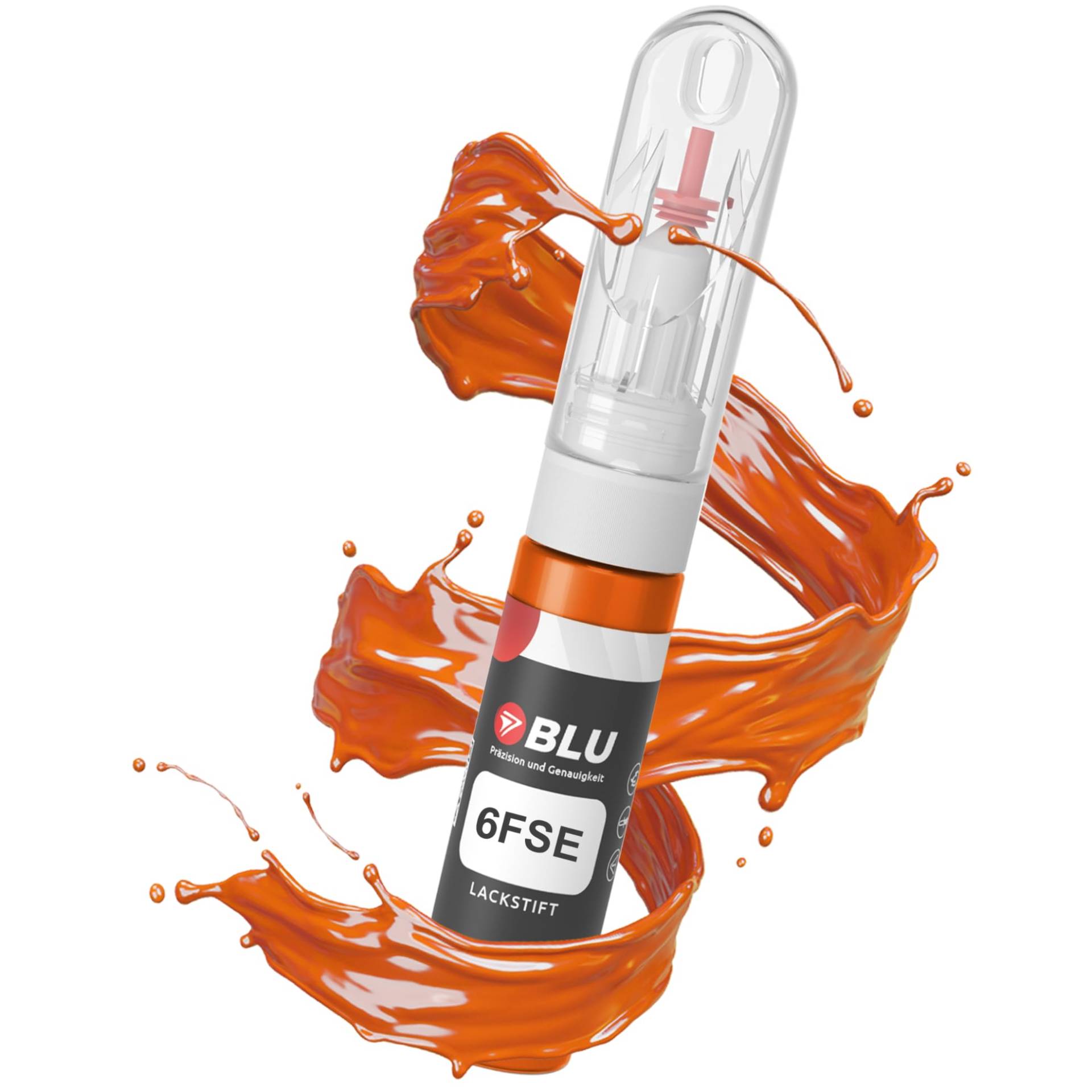 BLU Lackstift Auto kompatibel für Ford 6FSE Orange Electric ORANGE | Auto Lack Reparatur 2in1 Ausbesserungslack Pinsel + Nadel von BLU