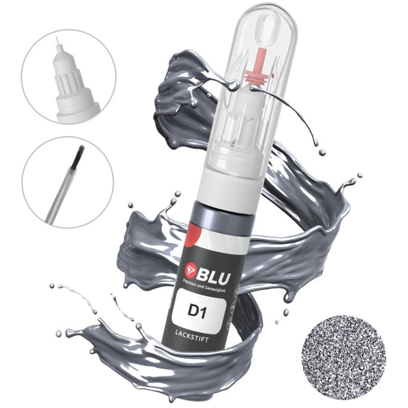 BLU Lackstift Auto kompatibel für Ford D1 Silber MACHINESILVER | Auto Lack Reparatur 2in1 Ausbesserungslack Pinsel + Nadel von BLU