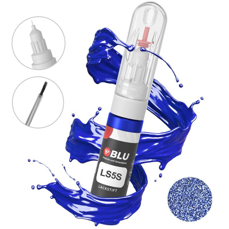 BLU Lackstift Auto kompatibel für LS5S BLAU Azul Imperial SEAT | Auto Lack Reparatur 2in1 Ausbesserungslack Pinsel + Nadel von BLU