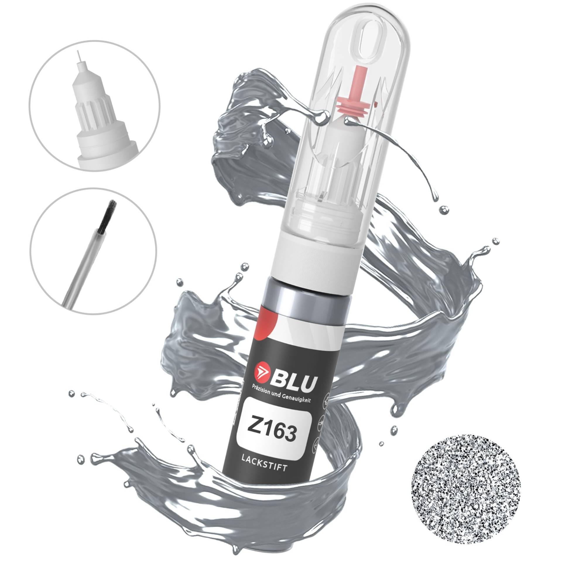 BLU Lackstift Auto kompatibel für OPEL Z163 Silber LICHTSILBER | Auto Lack Reparatur 2in1 Ausbesserungslack Pinsel + Nadel von BLU