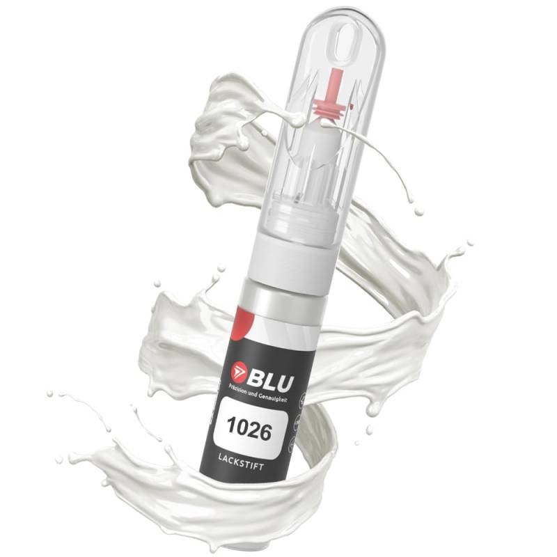 BLU Lackstift Auto kompatibel für Skoda 1026 Weiss CANDYWEISS | Auto Lack Reparatur 2in1 Ausbesserungslack Pinsel + Nadel von BLU