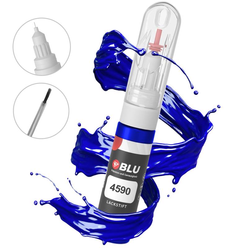 BLU Lackstift Auto kompatibel für Skoda 4590 BLAU DYNAMICBLAU | Auto Lack Reparatur 2in1 Ausbesserungslack Pinsel + Nadel von BLU