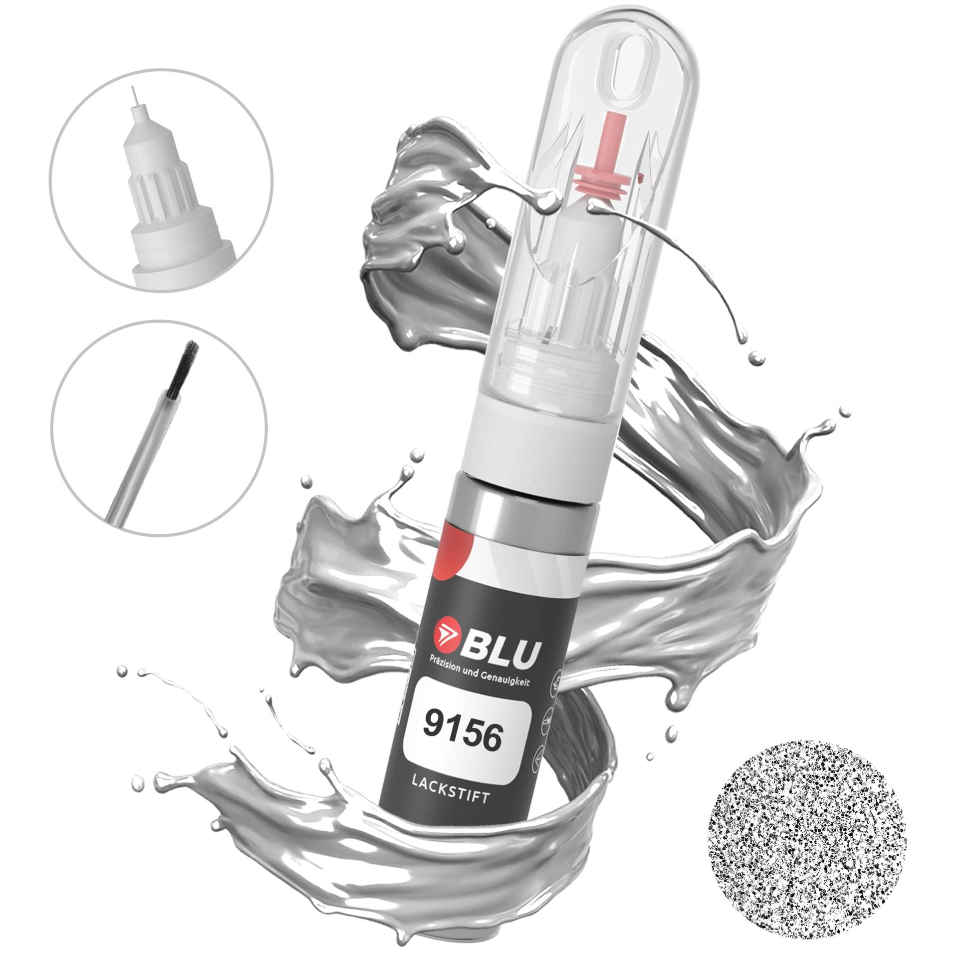 BLU Lackstift Auto kompatibel für Skoda 9156 Silber REFLEXSILBER | Auto Lack Reparatur 2in1 Ausbesserungslack Pinsel + Nadel von BLU