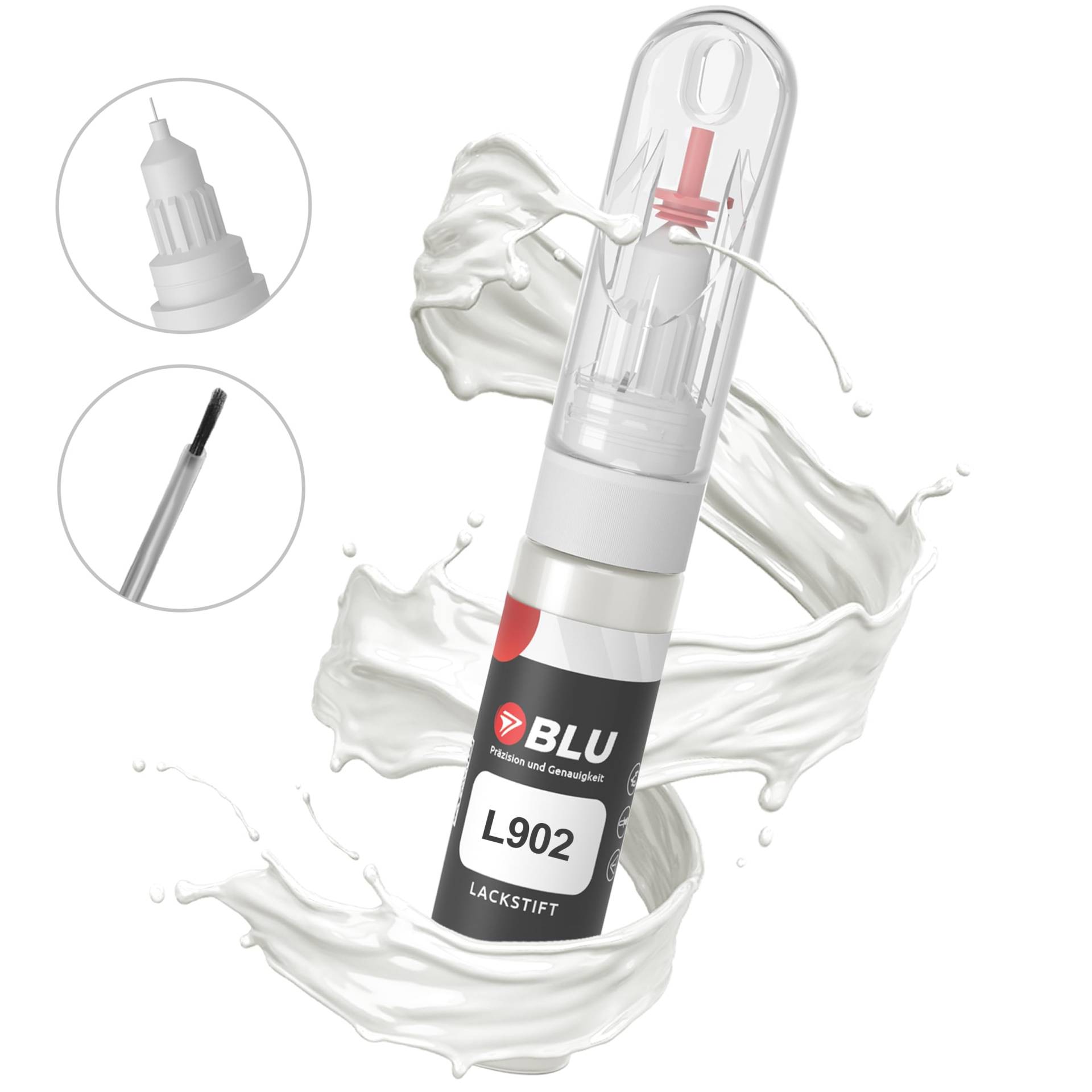 BLU Lackstift Auto kompatibel für Skoda L902 Weiss GRAUWEISS | Auto Lack Reparatur 2in1 Ausbesserungslack Pinsel + Nadel von BLU