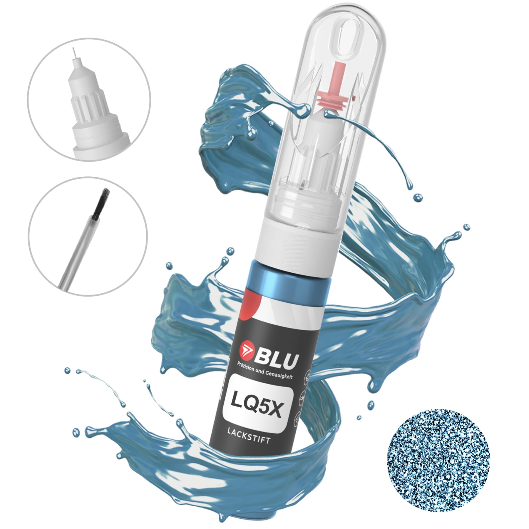 BLU Lackstift Auto kompatibel für Skoda LQ5X BLAU MODRADENIM | Auto Lack Reparatur 2in1 Ausbesserungslack Pinsel + Nadel von BLU