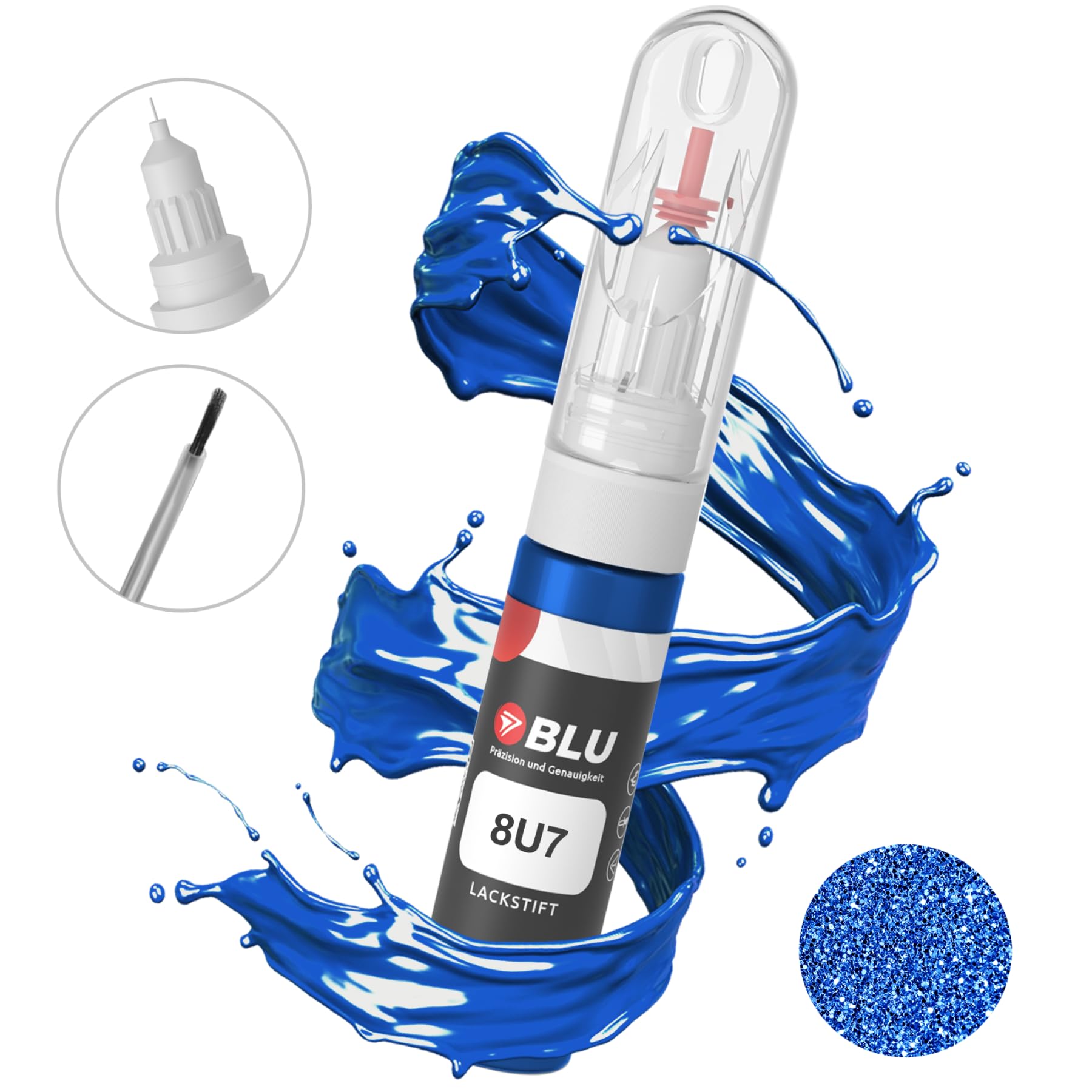 BLU Lackstift Auto kompatibel für Toyota 8U7 BLAU BLUEMETALLIC DOLOMITBLAU | Auto Lack Reparatur 2in1 Ausbesserungslack Pinsel + Nadel von BLU