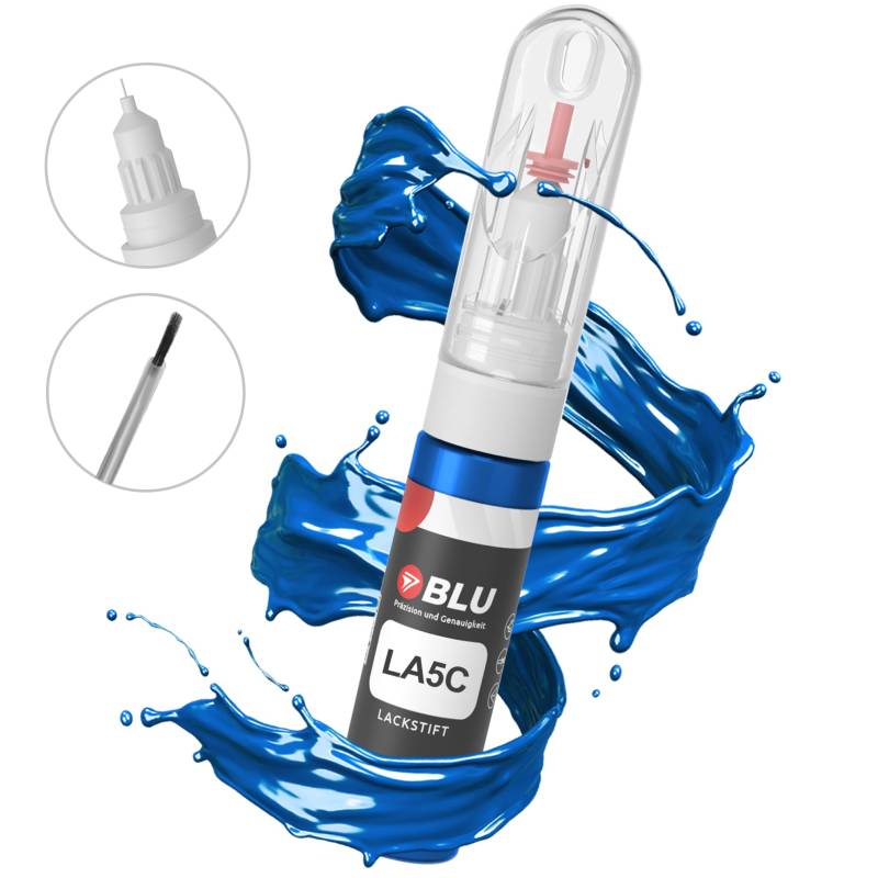 BLU Lackstift Auto kompatibel für VW LA5C BLAU SURFBLAU | Auto Lack Reparatur 2in1 Ausbesserungslack Pinsel + Nadel von BLU