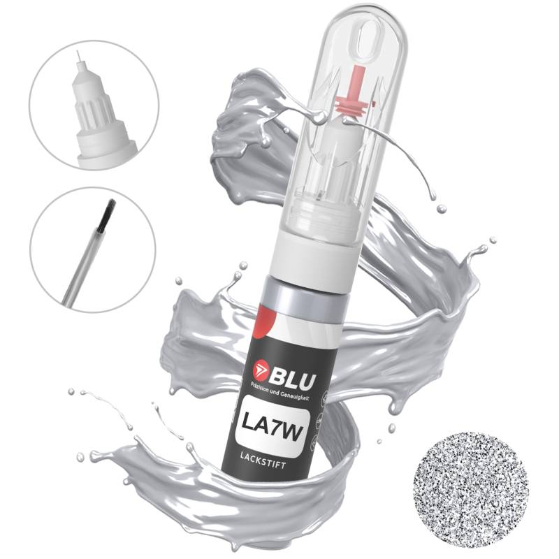 BLU Lackstift Auto kompatibel für VW LA7W Silber REFLEXSILVER | Auto Lack Reparatur 2in1 Ausbesserungslack Pinsel + Nadel von BLU