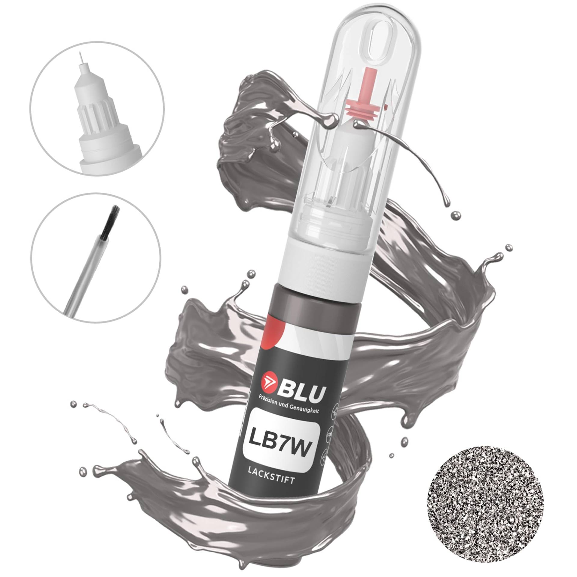 BLU Lackstift Auto kompatibel für VW LB7W Silber TUNGSTENSILBER | Auto Lack Reparatur 2in1 Ausbesserungslack Pinsel + Nadel von BLU