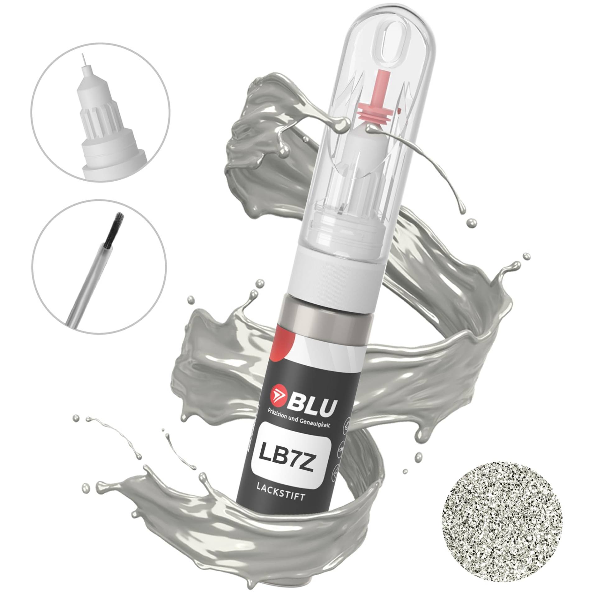 BLU Lackstift Auto kompatibel für VW LB7Z Silber SATINSILBER | Auto Lack Reparatur 2in1 Ausbesserungslack Pinsel + Nadel von BLU