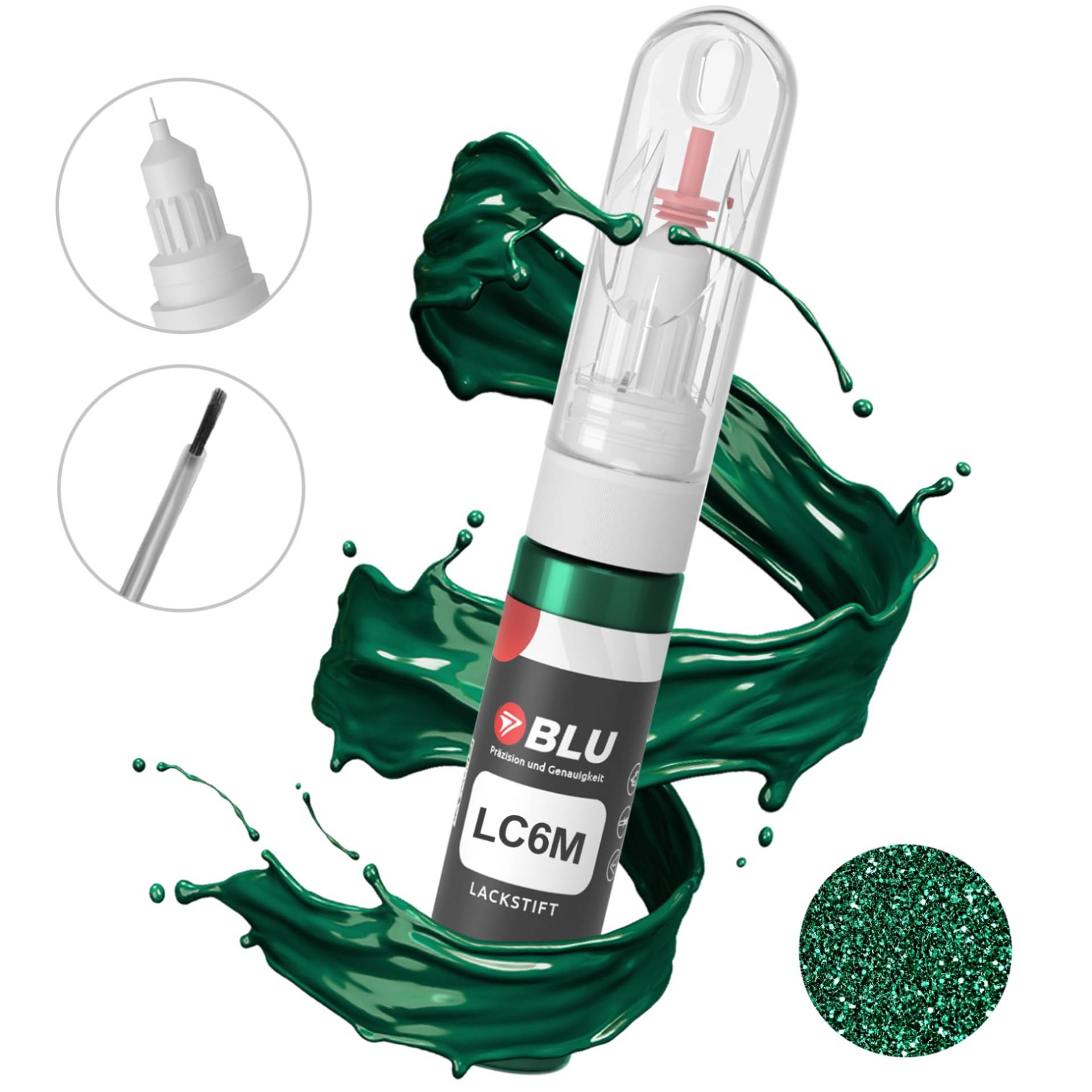 BLU Lackstift Auto kompatibel für VW LC6M Grun BRIGHTGREEN | Auto Lack Reparatur 2in1 Ausbesserungslack Pinsel + Nadel von BLU