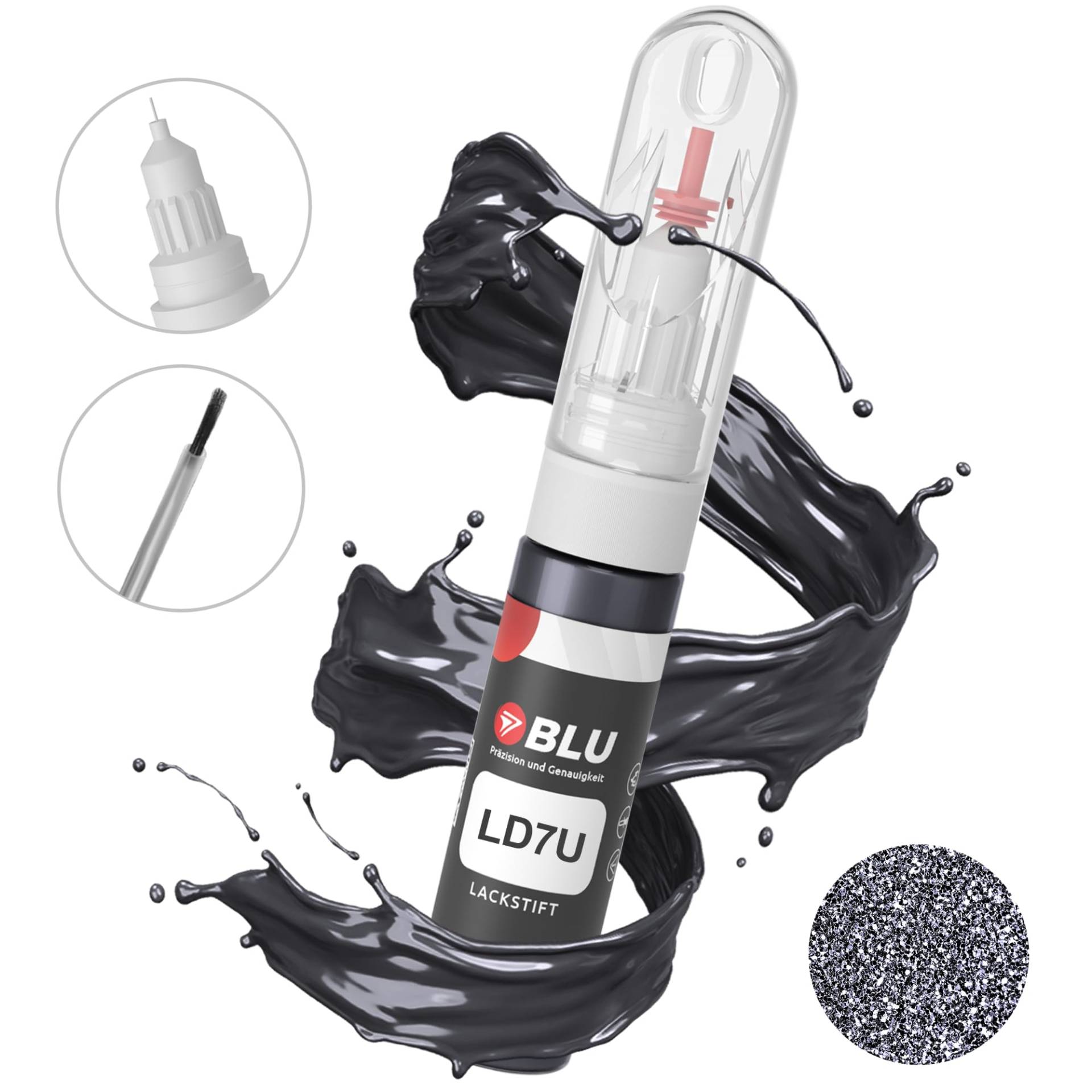 BLU Lackstift Auto kompatibel für VW LD7U GRAU Offroad Grey | Auto Lack Reparatur 2in1 Ausbesserungslack Pinsel + Nadel von BLU