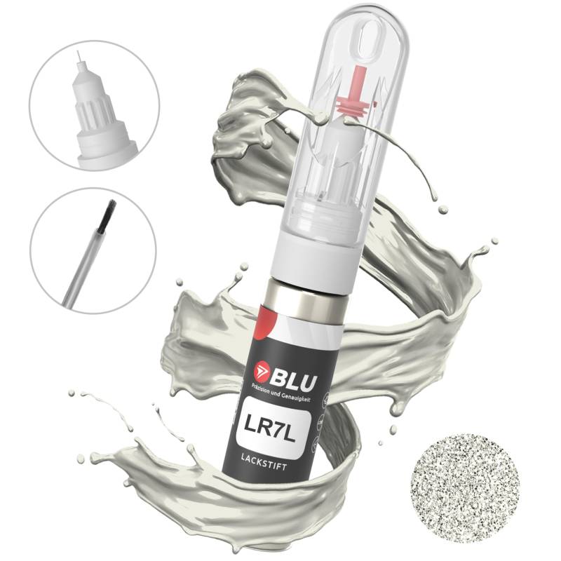 BLU Lackstift Auto kompatibel für VW LR7L GRAU SILVERLEAF | Auto Lack Reparatur 2in1 Ausbesserungslack Pinsel + Nadel von BLU