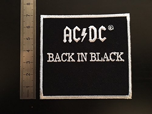 Patch Aufnäher Flicken – Motiv: AC DC, Back in Black, zum Aufbügeln von BLUE HAWAI