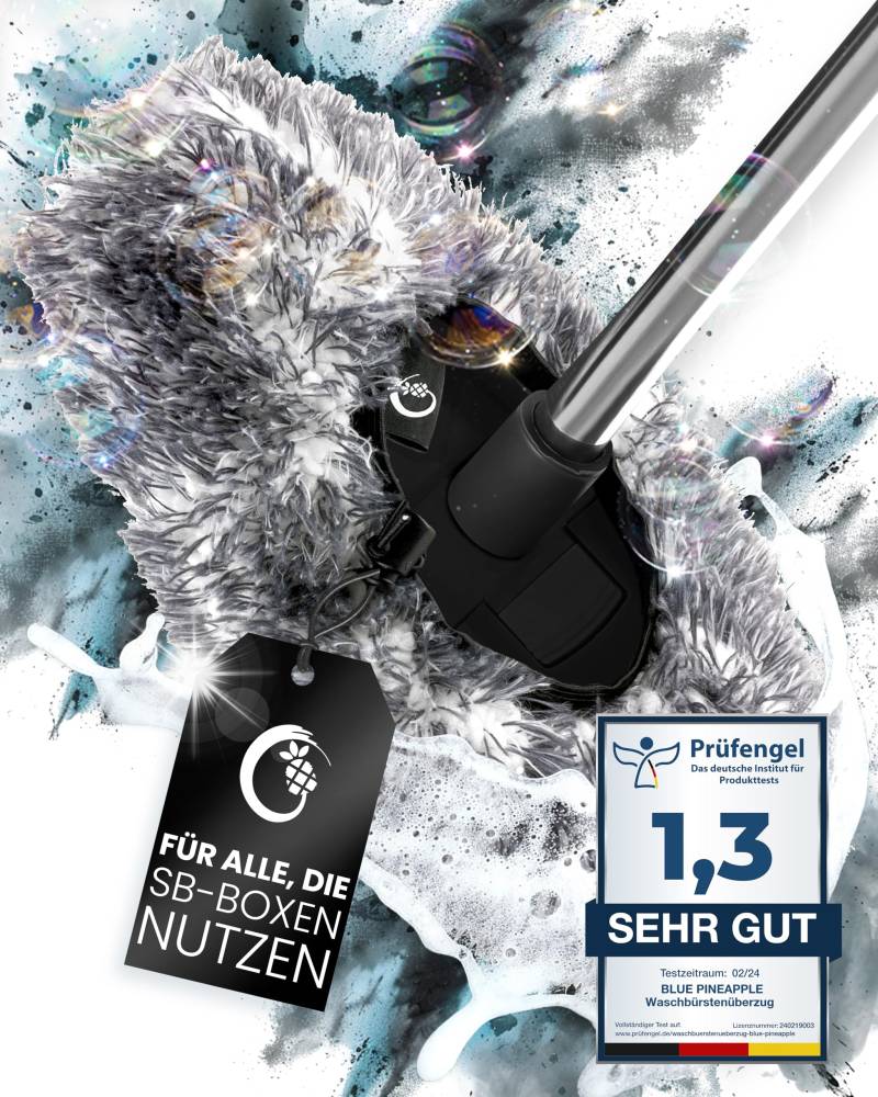 BLUE PINEAPPLE® Nanotechnik Flexi-Cover© - Für Alle, Die SB-Boxen Nutzen | Brushcover - Waschbürstenüberzug mit Innovativem Nano-Präzisionsgewebe | Schutzschild für bis zu 40cm (SB-) Bürstenkopfbreite von BLUE PINEAPPLE