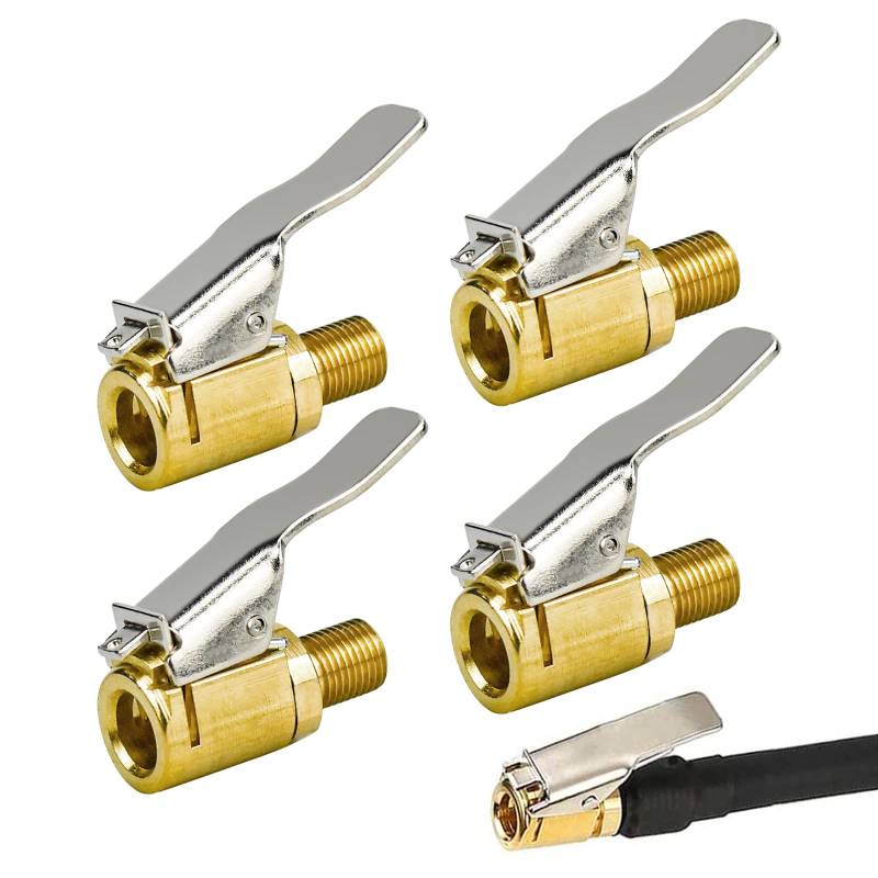 8mm Messing neu Reifenfüllnippel Ventilaufsatz Momentstecker 4 Stk Autoventil Hebelstecker Air Chuck Hebelstecker Auto Druckluft Ventilstecker Ventil-Anschluss für Reifenventile mit Ventilgewinde von BLUESEABUY