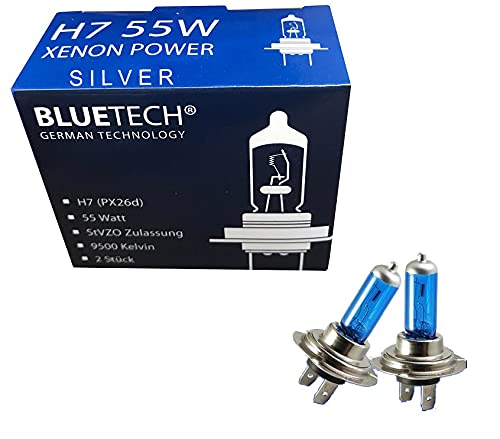 BLUETECH® 2x Silver Edition H7 55W 9500K Xenon Effekt mit StVZO Zulassung! von BLUETECH