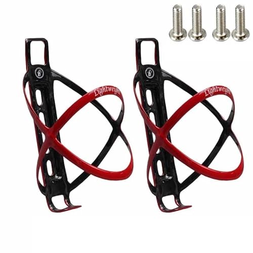 Flaschenhalter Fahrrad 2PCS Ultra-licht 18g Carbon Flasche Halter MTB Rennrad Universal Ultraleicht Fahrrad Kunststoff Wasser Flasche Käfig GeträNkehalter Fahrrad(2PCS Carbon Red) von BLacOh