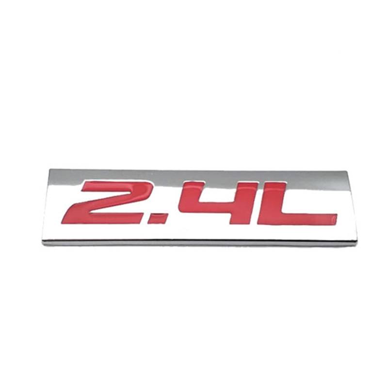 BMINO Auto Styling 2.4L Logo Emblem Seitentür Aufkleber Metall Auto Badge Aufkleber Autozubehör Logo-Aufkleber (Color : Silver with Red) von BMINO