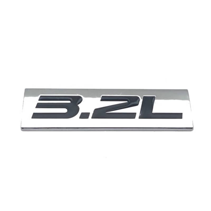 BMINO Auto Styling Metall 3.2L Logo Emblem Turbo Trunk 3.2 Abzeichen Sport Aufkleber Aufkleber Autozubehör Logo-Aufkleber (Color : Silver with B) von BMINO