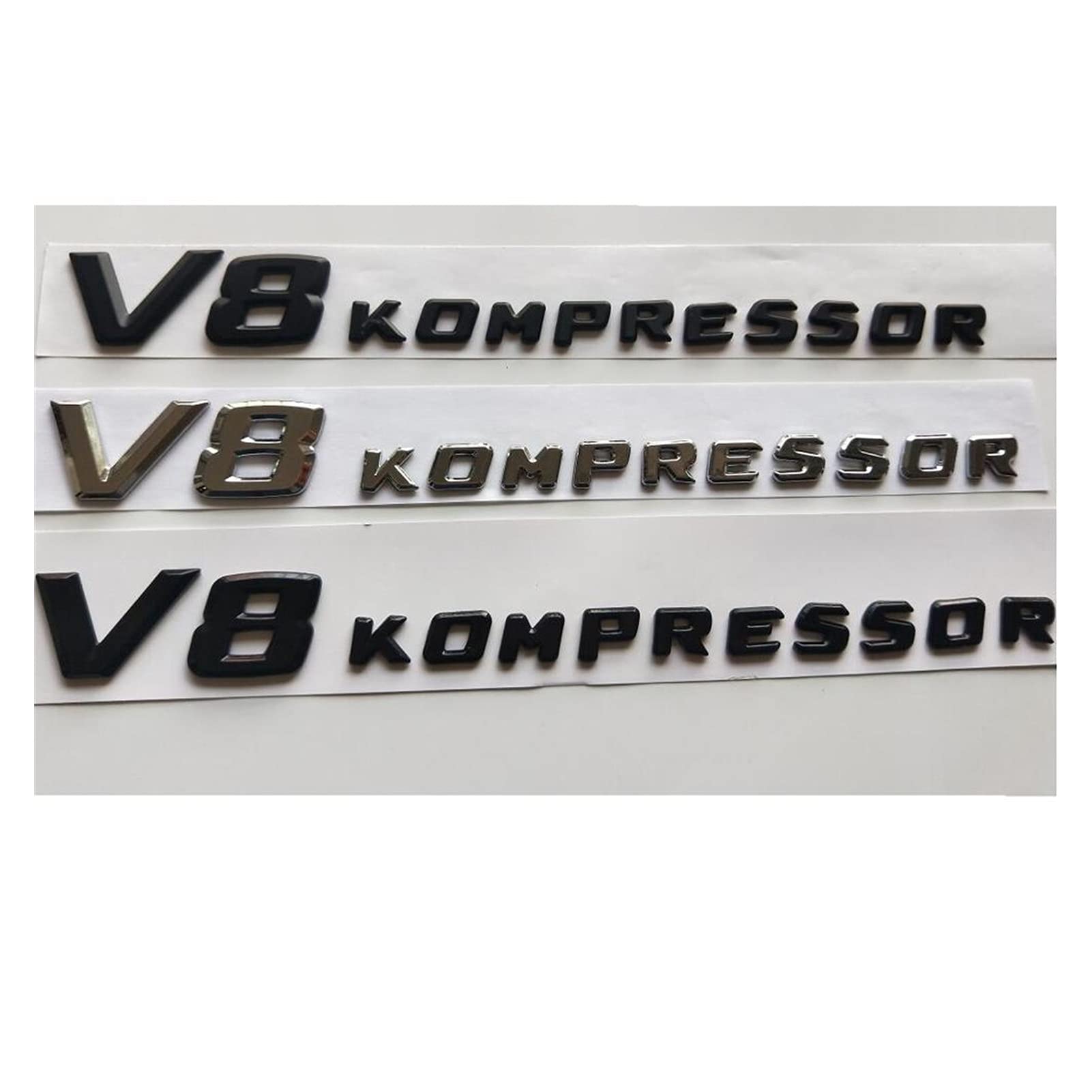 BMINO Chrom/Matt schwarz/glänzend schwarz V8 Kompressor. Buchstaben Abzeichen Emblem Embleme Aufkleber Aufkleber Fit for Mercedes Benz AMG V8KOMPressor. Logo-Aufkleber (Size : Gloss Black) von BMINO