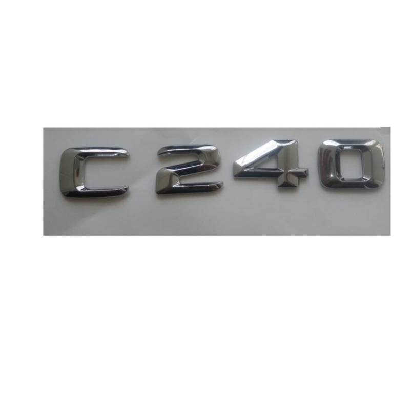 BMINO Chrom 3D ABS Kunststoff Kofferraum Hinten Buchstaben Abzeichen Emblem Aufkleber Aufkleber Kompatibel mit Mercedes Benz C Klasse C240 Logo-Aufkleber von BMINO