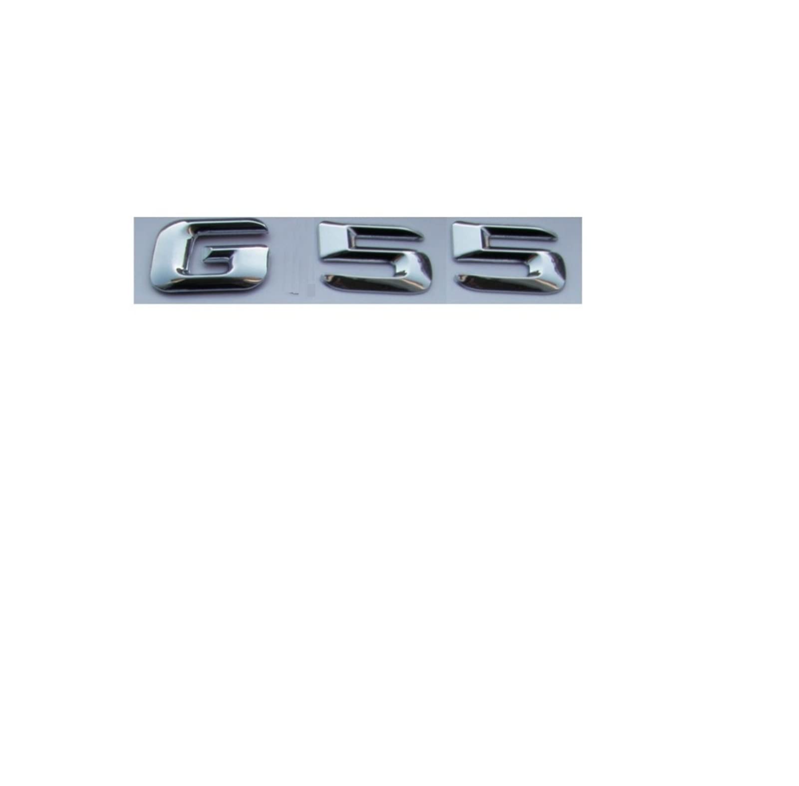 BMINO Chrom-glänzendes silbernes ABS-Autokofferraum-hintere Zahl-Buchstaben-Wörter-Abzeichen-Emblem-Aufkleber-Aufkleber, kompatibel mit Mercedes Benz G55 AMG Logo-Aufkleber von BMINO