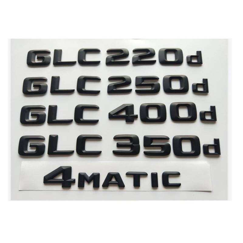 BMINO Matt Black 3D Buchstaben Embleme Abzeichen Emblem Fit for Mercedes Benz X253 C253 GLC20. 0d GLC22. 0d GLC25. 0d GLC30. 0d GLC32. 0d 4matic CDI CGI. Logo-Aufkleber (Size : 4MATIC) von BMINO