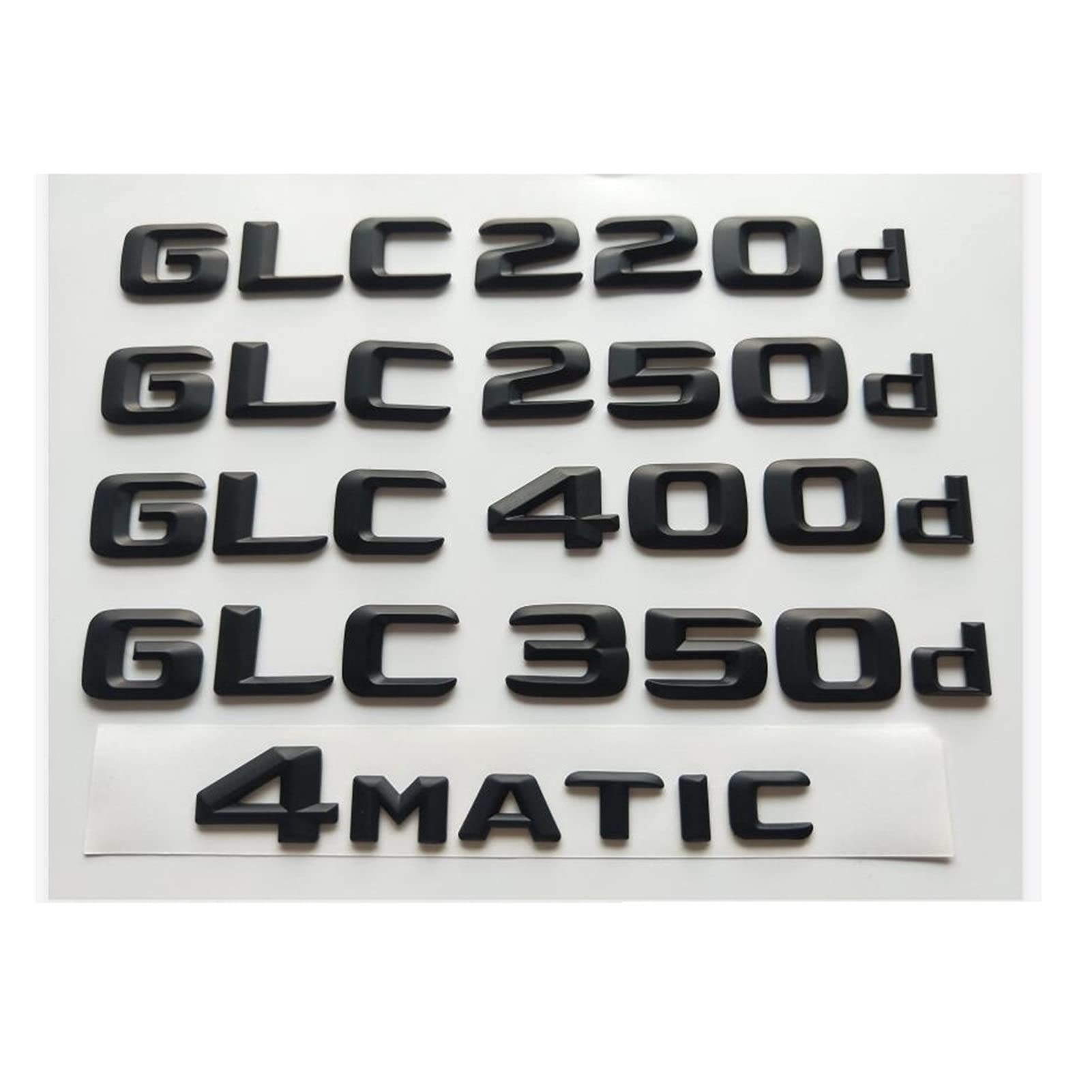 BMINO Matt Black 3D Buchstaben Embleme Abzeichen Emblem Fit for Mercedes Benz X253 C253 GLC20. 0d GLC22. 0d GLC25. 0d GLC30. 0d GLC32. 0d 4matic CDI CGI. Logo-Aufkleber (Size : GLC 220d) von BMINO